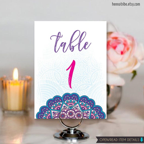 Printable Table Numbers Indian Wedding Decor Moroccan Party