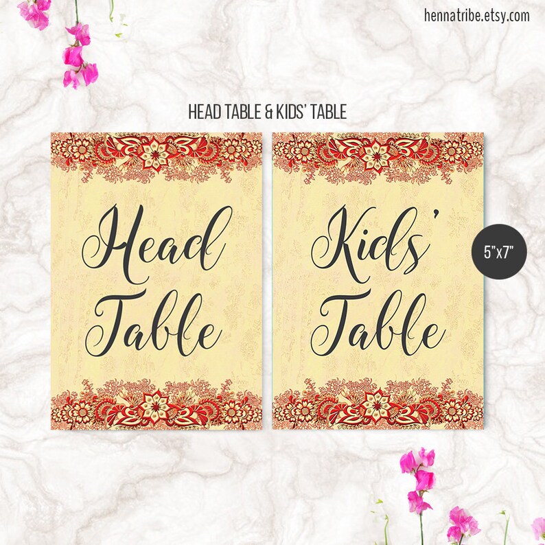 ARIA Hindu Wedding Table Numbers Instant DOWNLOAD Red Indian Wedding Decor Printable Numbers DIY 5x7 Numbers 1-40