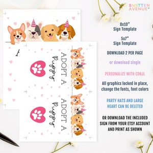 Adopt a Puppy Sign Puppy Party Games Dog Adoption Birthday Party Dog Lover Birthday Edit with Corjl or Print As Show SA5 image 2