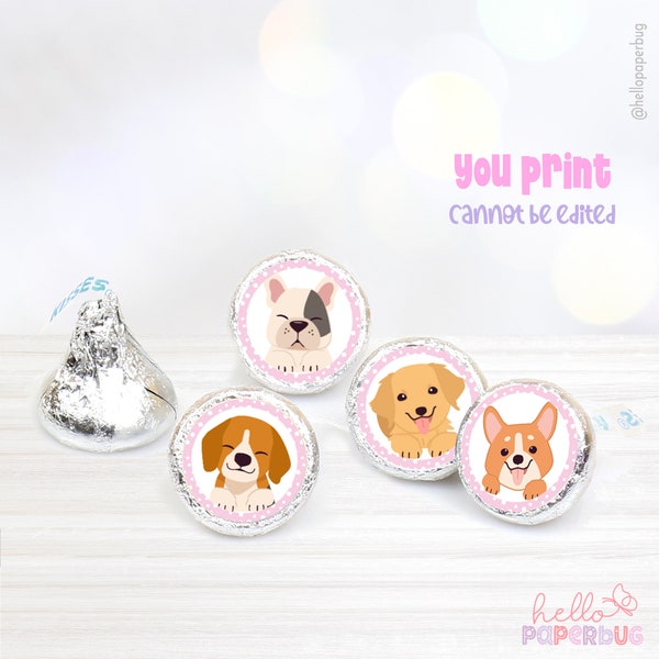 Lets Pawty Hersheys Kisses Labels Puppy Party Printable Party Favors | Instant Download Not Editable Digital File | SA5