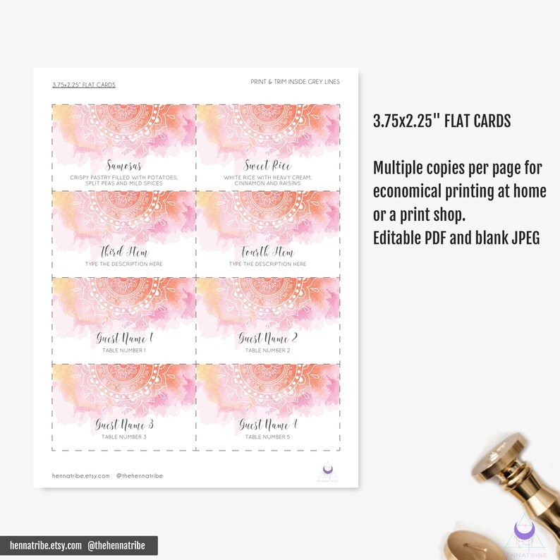 Printable Place Card Template for Indian Wedding Shower Name - Etsy