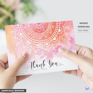 Afdrukbare bedankkaarten Instant Download voor Indiase bruiloft, Marokkaanse partij, Sangeet, Mehndi Night, Mandala Thema | Anya