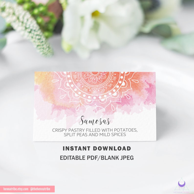 Printable Place Card Template for Indian Wedding Shower Name - Etsy