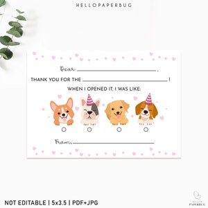 Laten we Pawty bedanken Kaarten Puppy Party Dog Adoptie Bedankbriefjes | Direct downloaden niet bewerkbaar digitaal bestand | SA5