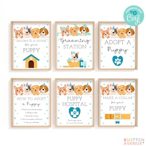 Puppy Party Signs Adopt a Puppy Dog Adoption Birthday Party Boy Dog Lover Birthday Editable Corjl Template or Print As Shown SA6