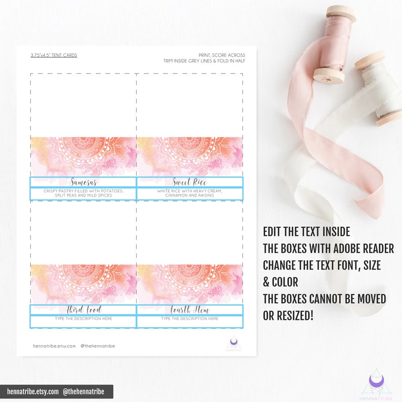 Printable Place Card Template for Indian Wedding Shower Name - Etsy