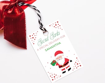 Printable Secret Santa Gift Tags for Work, Family, Adults, Women, Holiday Party Gift Exchange Survey | PDF JPEG, Instant Download