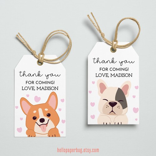 Editable Puppy Favor Tags Puppy Dog Birthday Thank You Tag Boy Etsy