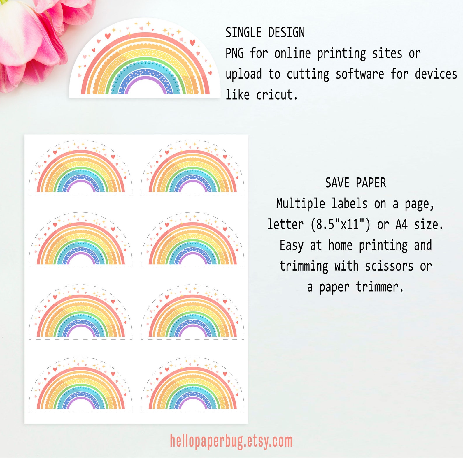 Rainbow Cake Topper Birthday Table Decor Printable - Etsy