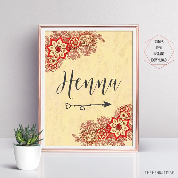Henna Party Sign Printable Indian Wedding Signs Indian Etsy