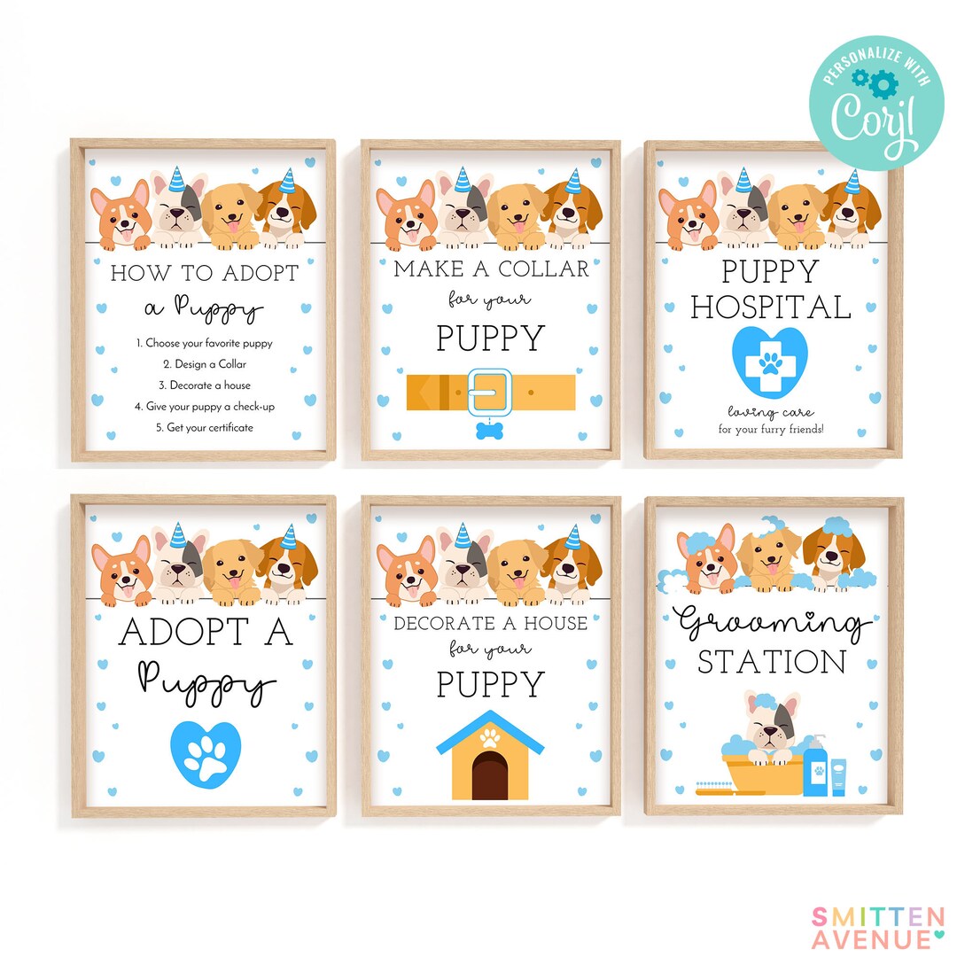 Dog Adoption Birthday Party Sign Templates Puppy Party Adopt a Puppy ...