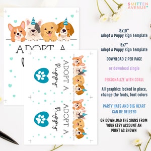 Adopt a Puppy Sign Puppy Party Games Dog Adoption Birthday Party Dog ...