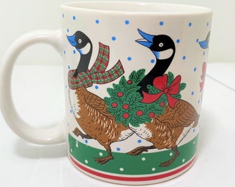 Vintage Taylor y Ng Japón bailando gansos navideños ganso corona festiva taza de nieve taza de té de café