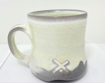 Asymmetrical Handmade Pottery Mug: Grey Sandstone Ceramic