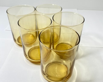 5 Vintage Libbey 3,75" Bolero Gold 6 onças. Substituição de copo de suco âmbar