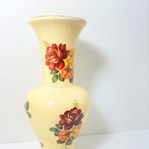 Vintage Doulton Royal Rose Vase: Cream Transferware Fine Bone China (12&quot;)