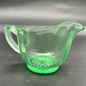 Vintage Green Depression UV Uranium Glass Creamer