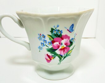 Pretty Vintage Hallmark geometric pansy floral cup mug teacup