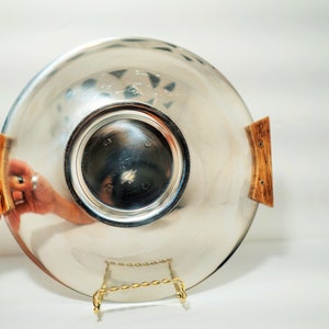 MCM Danish Chrome and Wood floral etched serving bowl