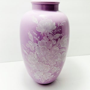 Vintage California Pottery USA Purple White Floral Vase