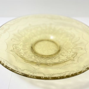 Madrid Depression Glass 11&quot; Low Console Bowl Amber Yellow Federal Glass Co. 1920 1930