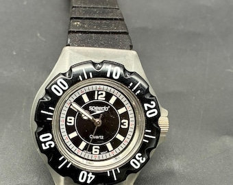 Vintage Speedo Watch Splasher Clear Black Water Resistant 38mm
