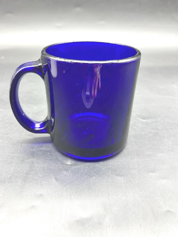 Cobalt Blue Glass Coffee Mug: Vintage American Made Drinkware, USA  Collectible