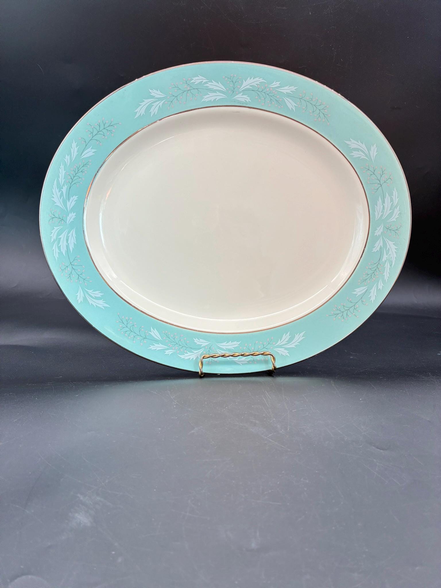 Homer Laughlin Cavalier Eggshell Romance Oval Platter 13.5 Inch