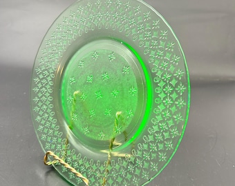 Vintage Depression UV Uranium Vaseline 8 Talerz sałatkowy na lunch