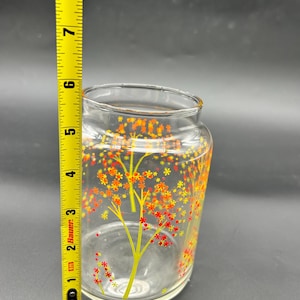 Vtg Anchor Hocking MCM 1970s Red Orange Floral Glass Canister Jar 6&quot; No lid