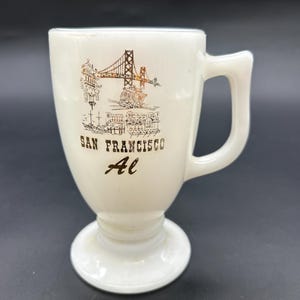 Vintage San Francisco Milk Glass Mug: Gold Souvenir Coffee Cup