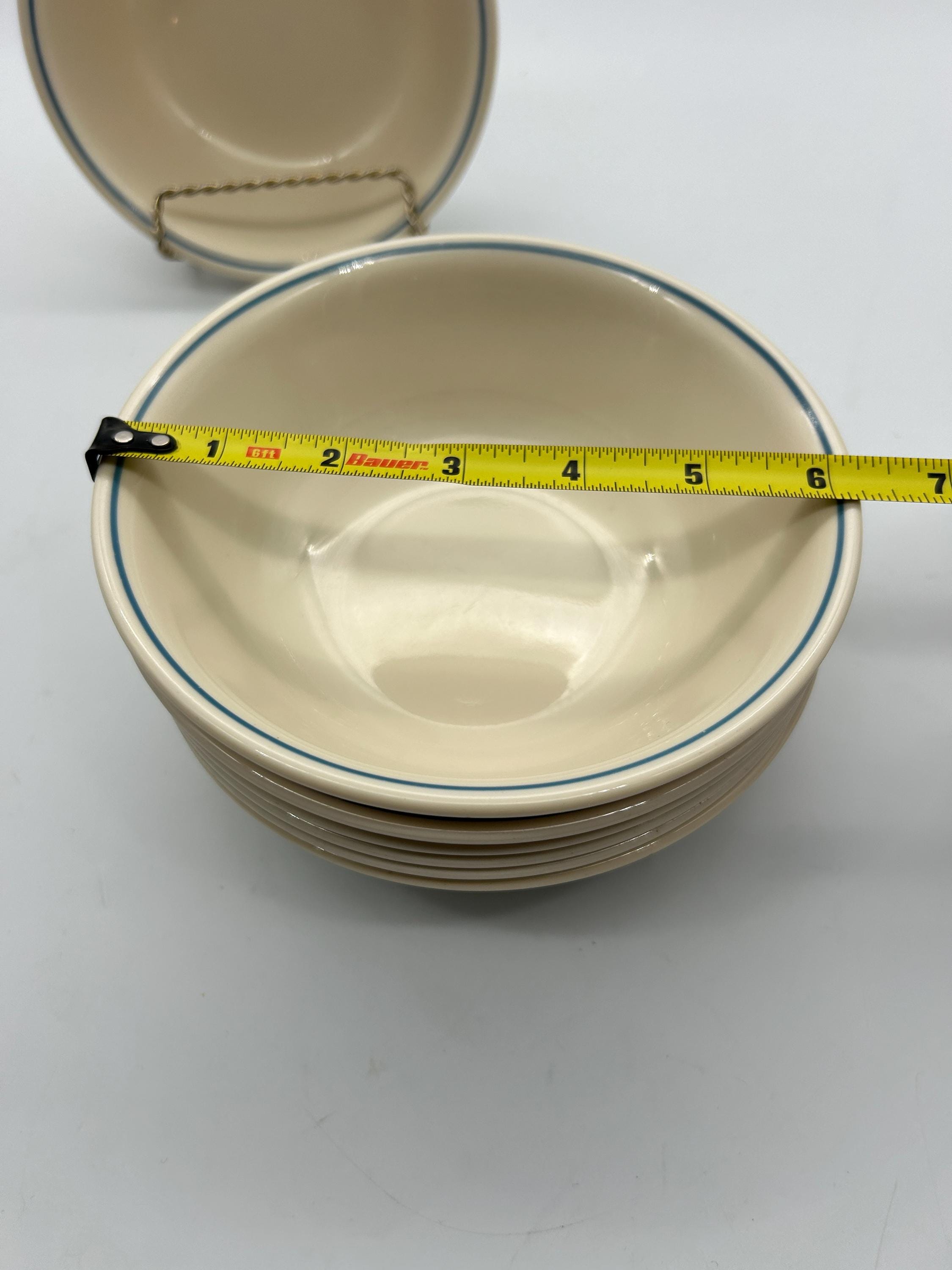 ヴィンテージ コレール ベージュ ボウル 7個セット ブルー ストライプ