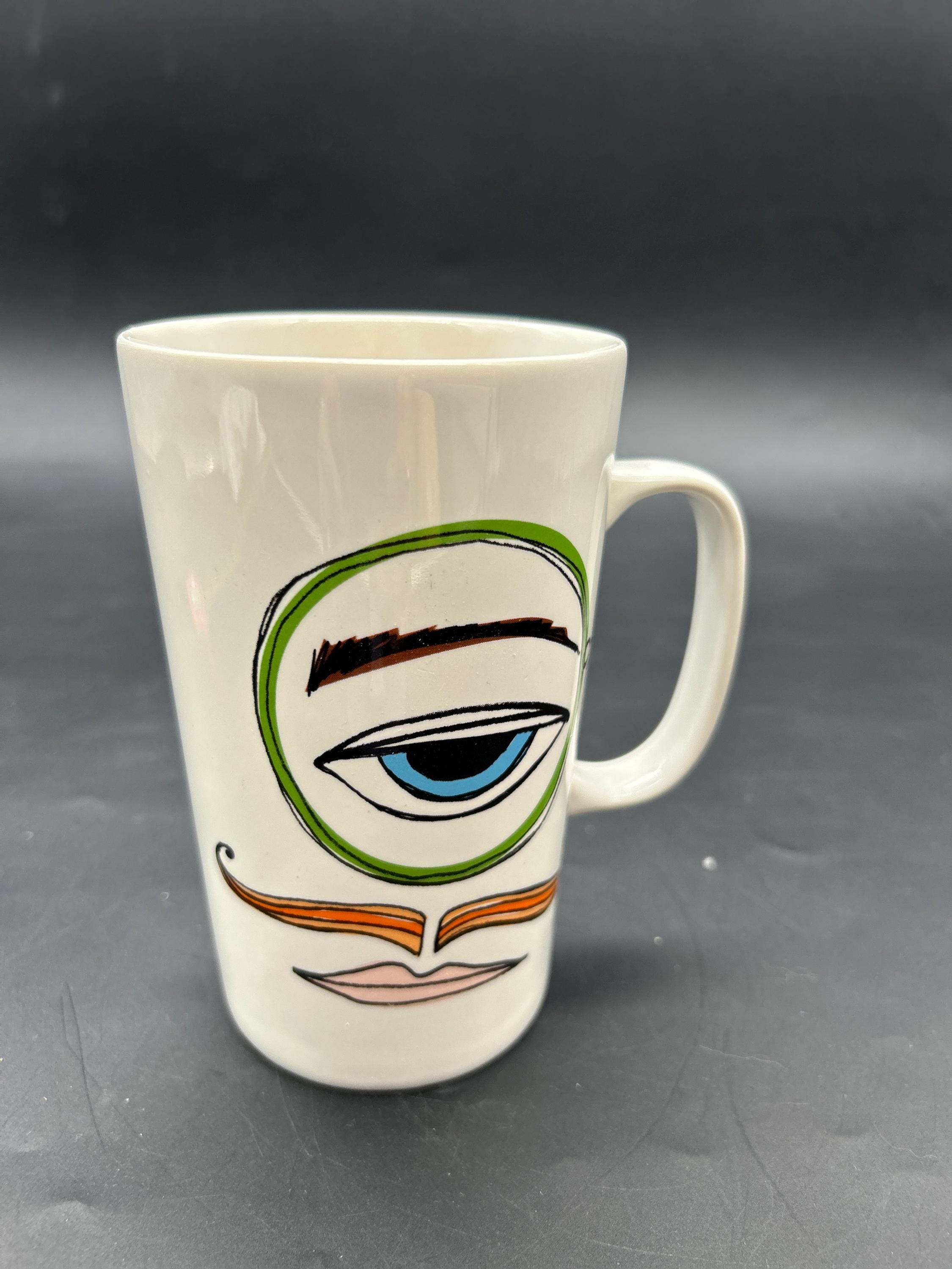 RARE Starbucks 2014 Coffee Mug Monocle French Eye Mustache 16 Oz Dot  Collection - Etsy