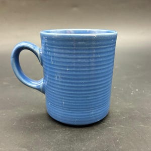 Vintage Light Blue Stoneware SIG Japan Teacup Coffee Mug Mid Century Ceramic Cup Ribbed
