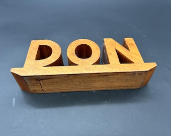 Vintage MCM Don Wood Personalized Name Sign 70’s Granny Core
