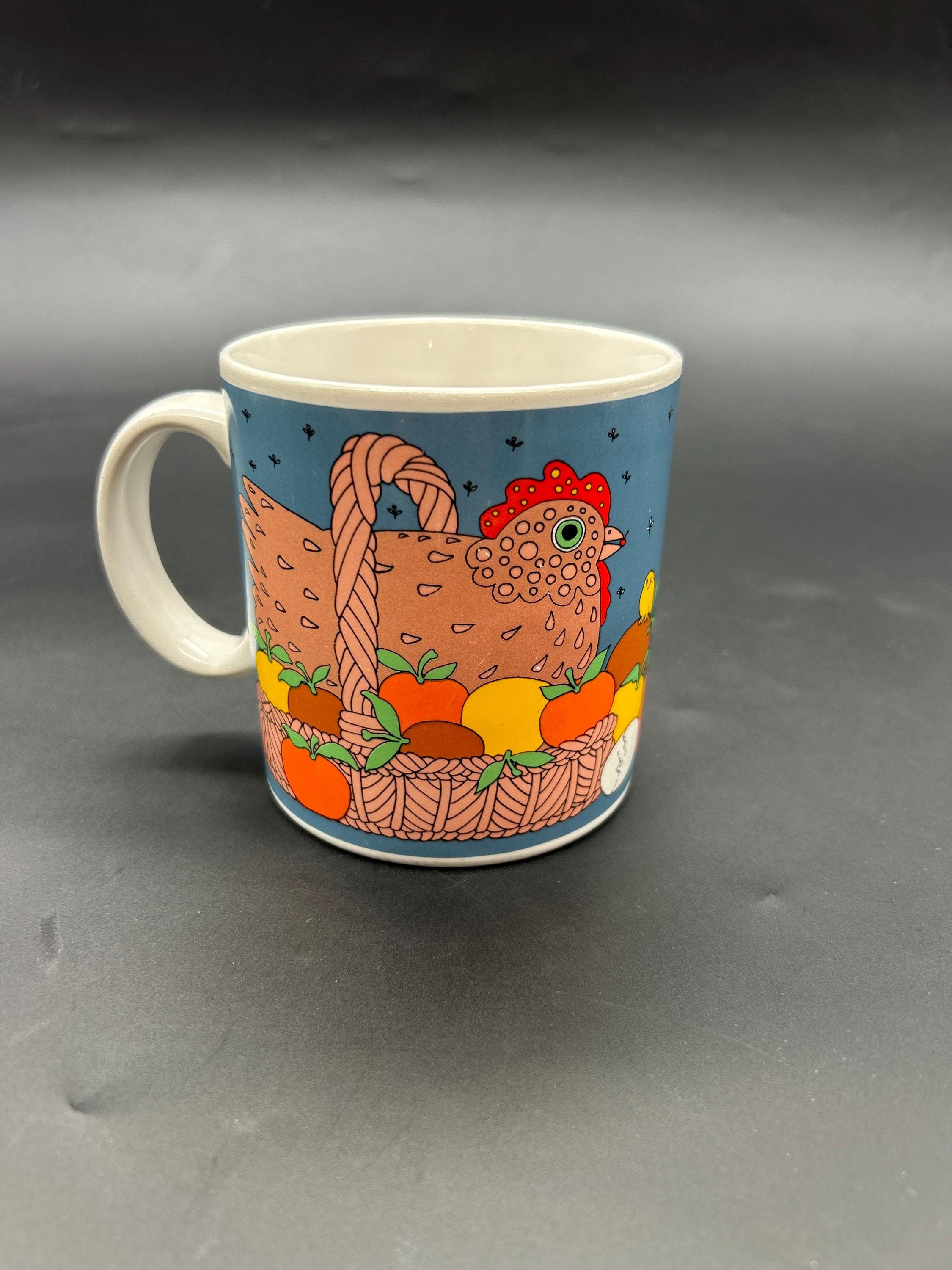 Rare Vintage Taylor and Ng Takahashi 70s 80s chicken on basket hen Fruit Thanksgiving READ