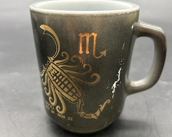 Vintage Skorpion Sternzeichen Becher Schwarz Gold Horoskop Kaffeetasse Astrologie Geschenk