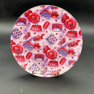 Red Hat Society Glass Platter: Decorative Ladies Serving Plate (10&quot;)