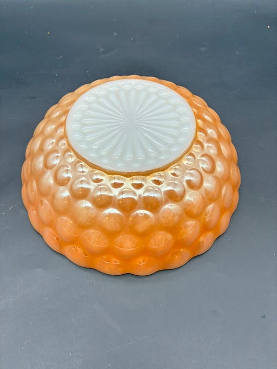 Vintage Anchor Hocking Peach Luster Carnival Glass Hobnail Bowl