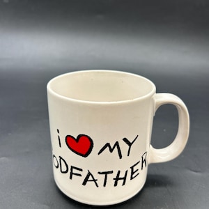I Love My Godfather Mug White Coffee Cup Red Heart Bold Text Godfather Gift