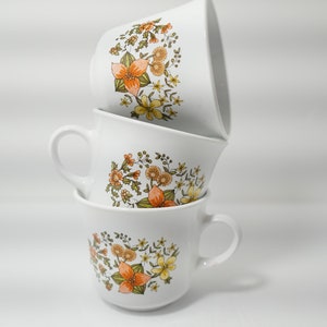 Vintage 3er Set CORELLE INDIAN SUMMER Blumen Kaffeetassen Teetassen