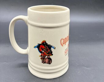 Vintage Captain Morgan Ceramic Mug Beer Stein Tankard Spiced Rum Cup Collectible Barware Man Cave Decor