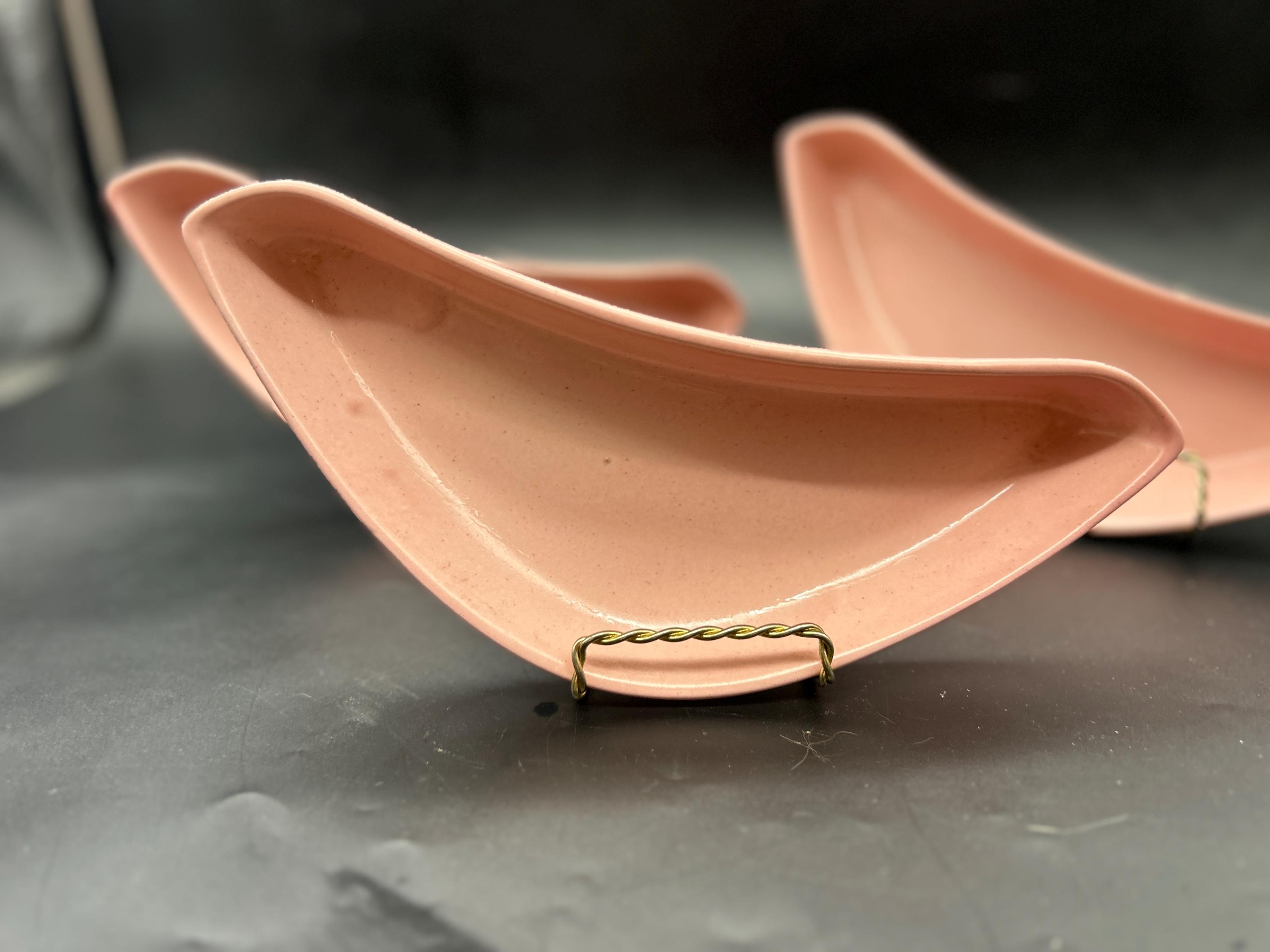 Vintage SANTA ANITA Ware 3 Pink Boomerang Relish Dishes MCM Made