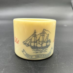 Vintage 1940s OLD SPICE Early American Ship Friendship Milk Glass Shaving Mug