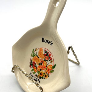 Vintage 70er Jahre ROSES KÜCHE Bratpfanne Löffel Rest Wandbehang Souvenir Schöpfkelle