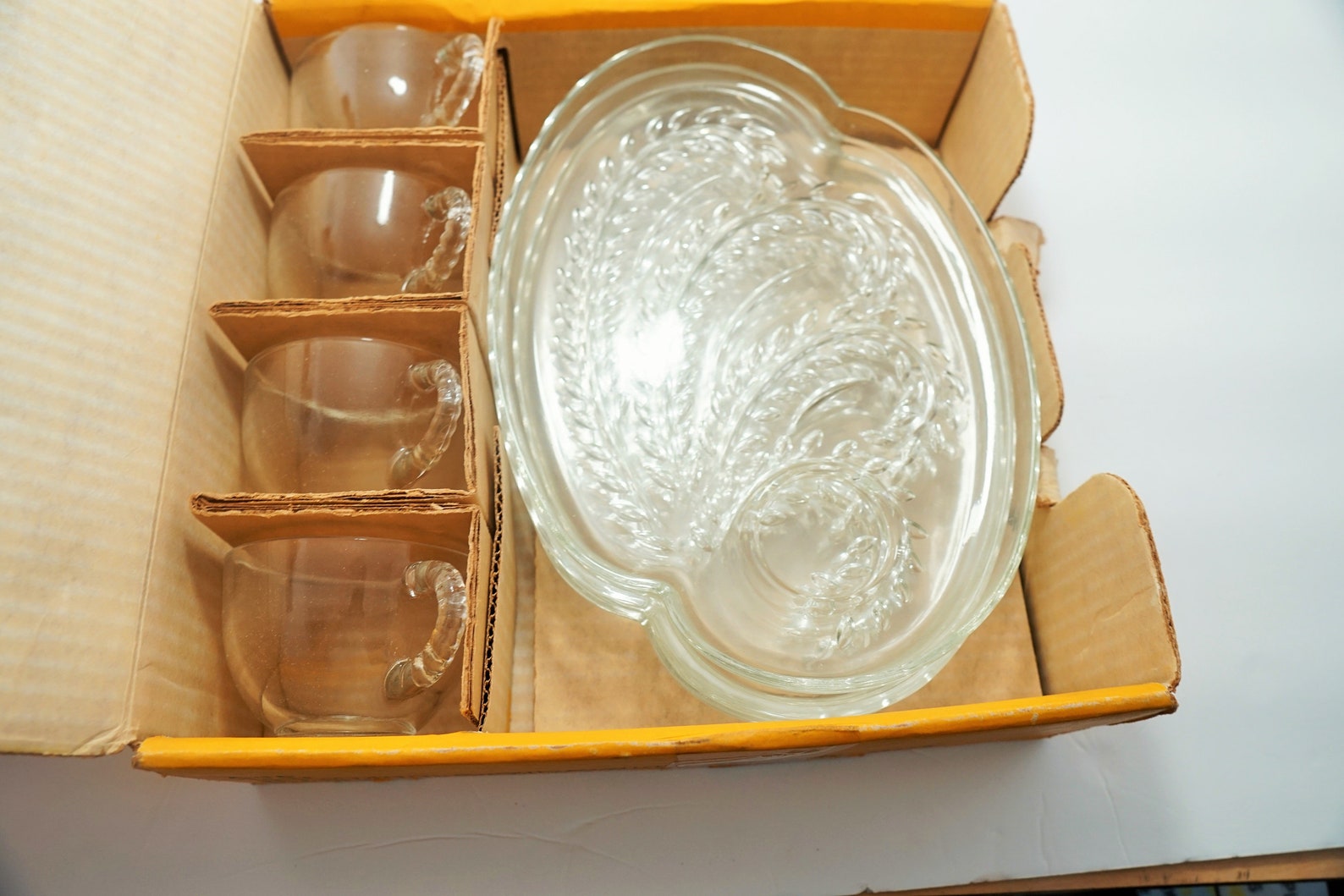 Vintage Set of 4 Federal Glass Snack Plates and Cups Homestead Etsy