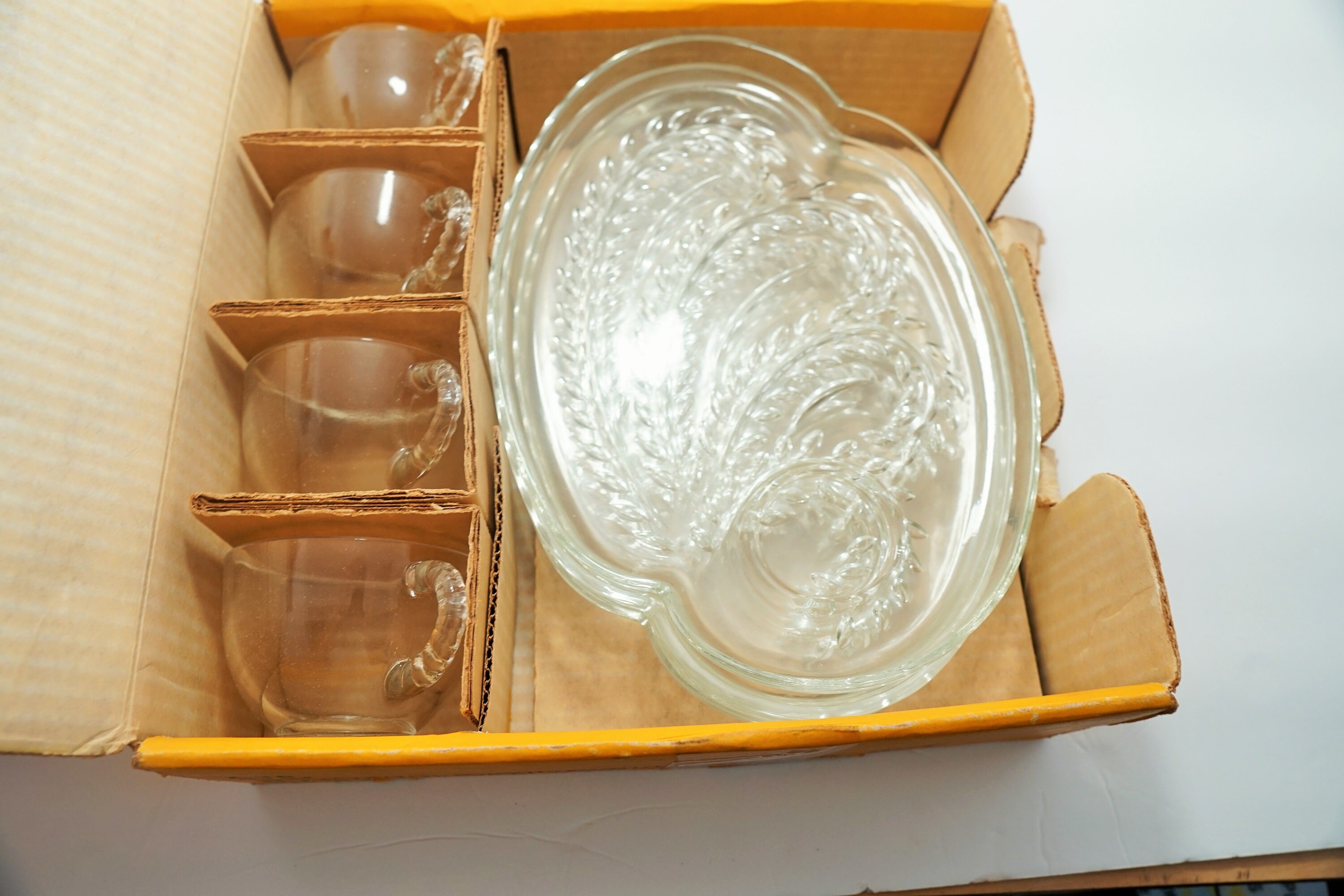 Vintage Set of 4 Federal Glass Snack Plates and Cups Homestead Etsy