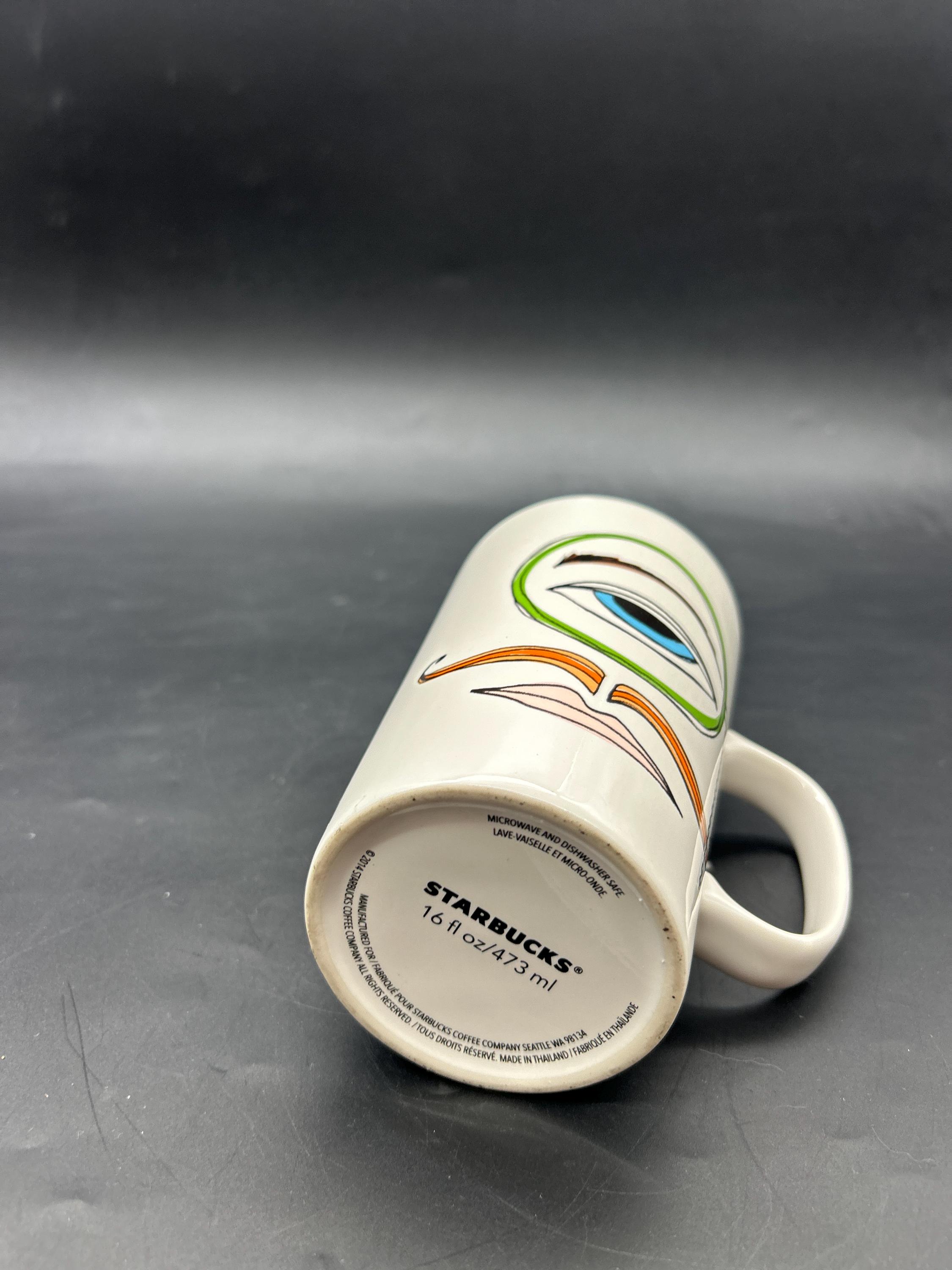 RARE Starbucks 2014 Coffee Mug Monocle French Eye Mustache 16 Oz Dot  Collection - Etsy