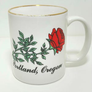 Vintage Red Rose Restaurant Coffee Tea Mug Cup Portland Oregon RARE
