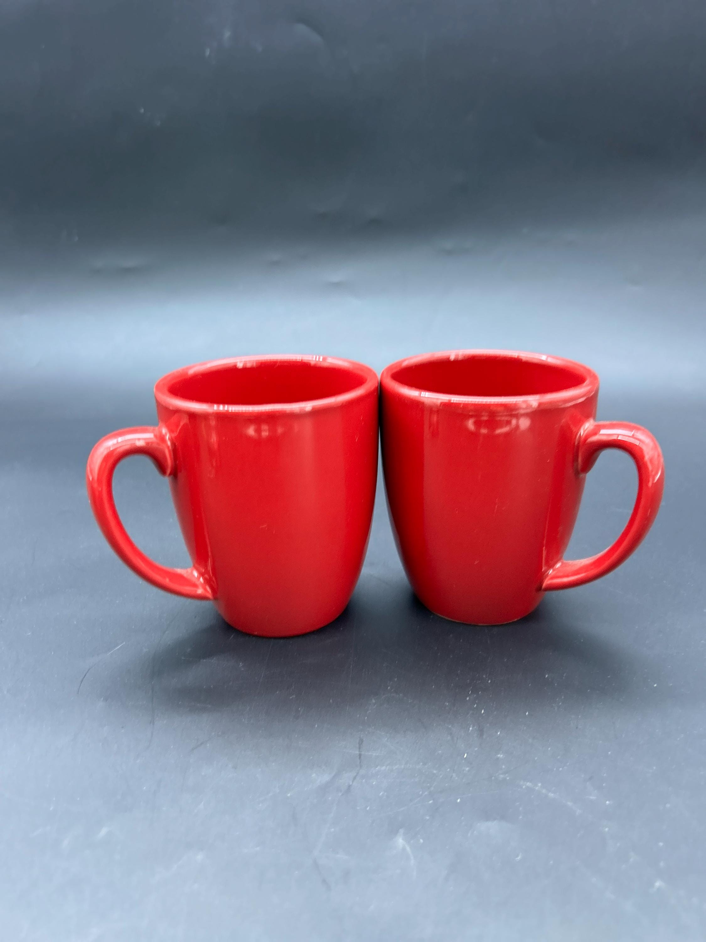 Corelle Coordinate STONEWARE Red Coffee Mugs Cups Set of Two EUC - Etsy